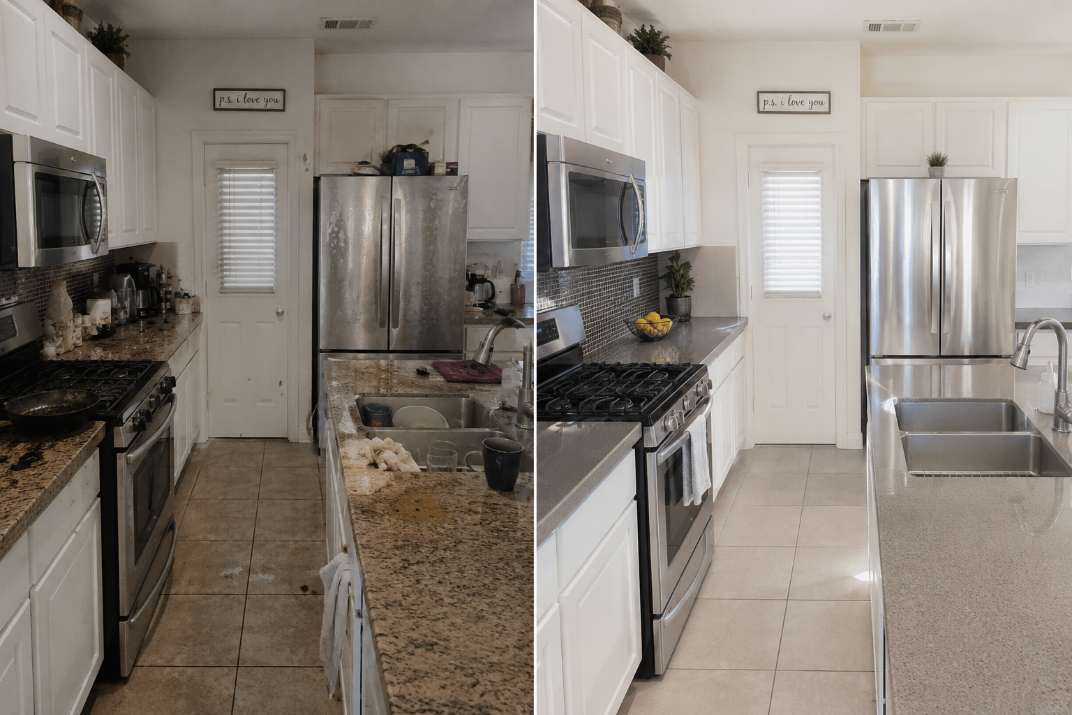 Before and after standard kitchen cleaning by Vegas Cleaning Pros Las Vegas