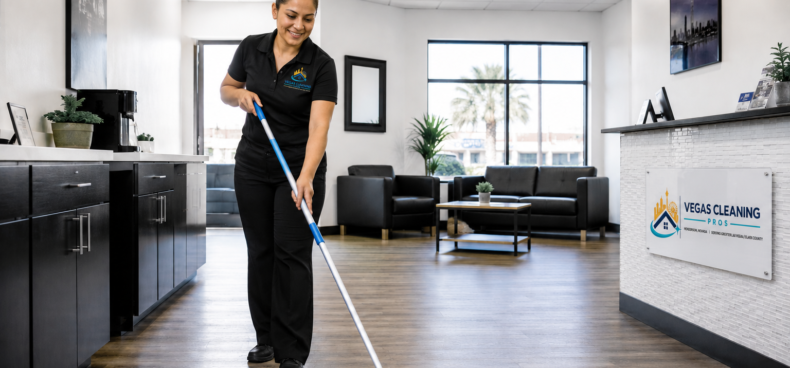 Professional house cleaner cleaning a Las Vegas home — Vegas Cleaning Pros residential cleaning service